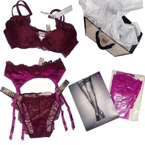 NEW Victoria Secret 4 Piece Burgundy and Magenta Set!